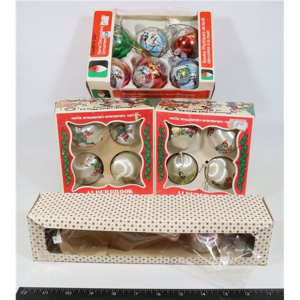 2 BOXES WALT DISNEY SATIN ORNAMENTS EACH BOX