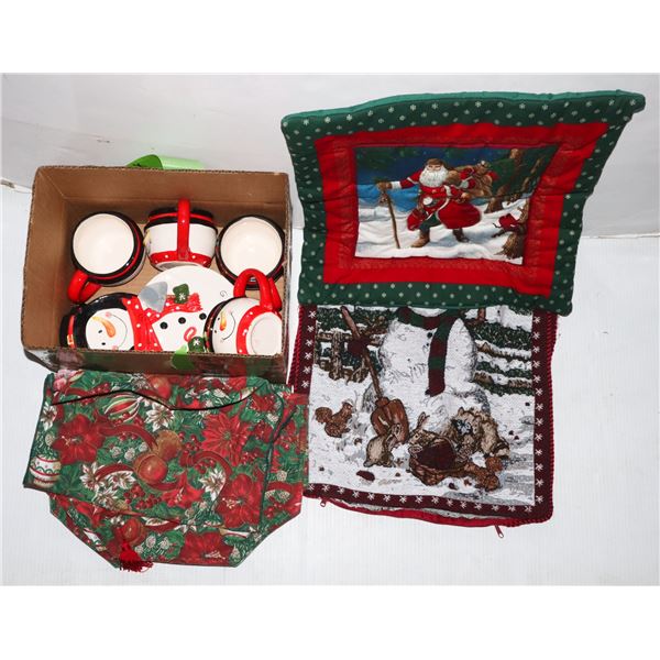 #3 MISC CHRISTMAS ITEMS 4 SNOWMAN PLATES