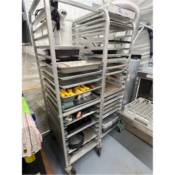 Food tray racks on wheels