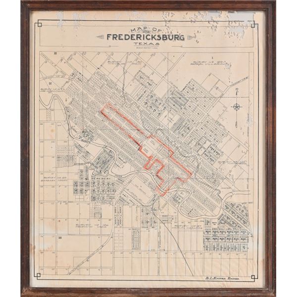 Fredericksburg Texas Map Circa 1920's