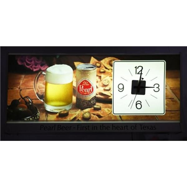 Pearl Beer Lighted Clock Sign  Nachos 