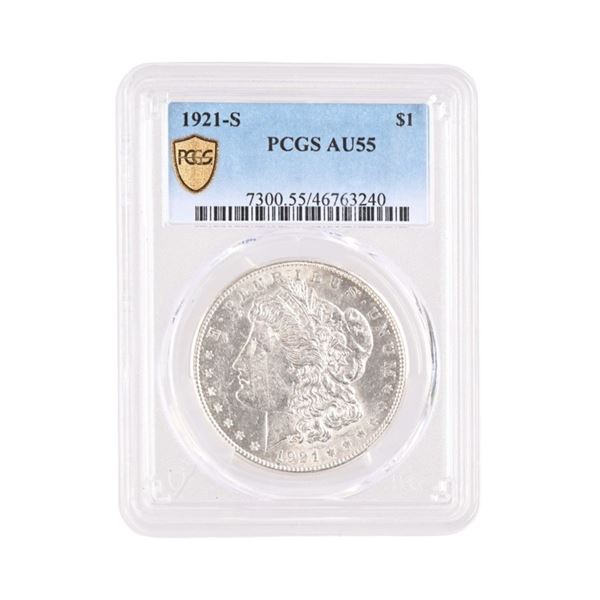 1921-S Morgan Silver Dollar PCGS AU55