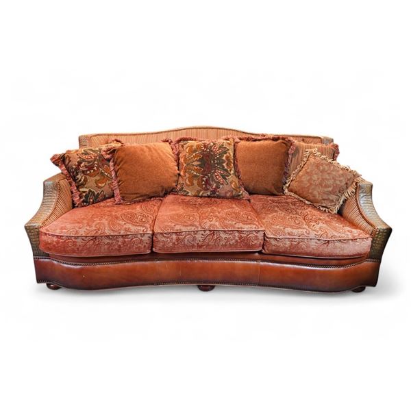 Crocodile Imprint Leather Parlor Sofa