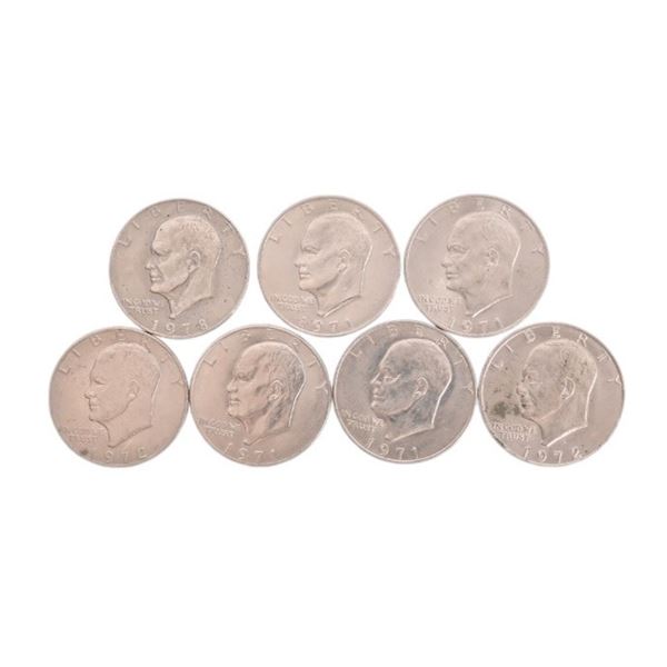 (7) Eisenhower Silver Dollars 1971-1978