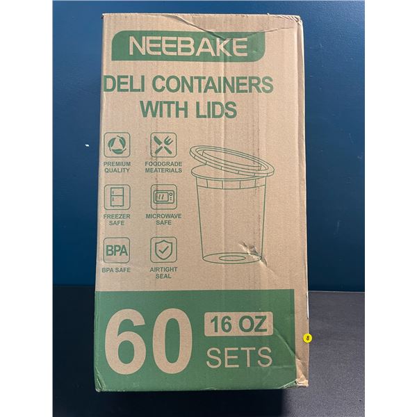 1 Box of Clear 16oz Deli Containers with Lids - 60PCS - New