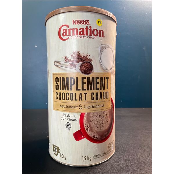 1 Nestle Carnation Simply Hot Chocolate - Large 1.9KG Can - Expires Jan 13/2026