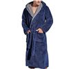 Image 2 : 1 SlumberMee Mens Premium Fleece Plush Hooded Robe with Pockets - Navy Blue - XL - New