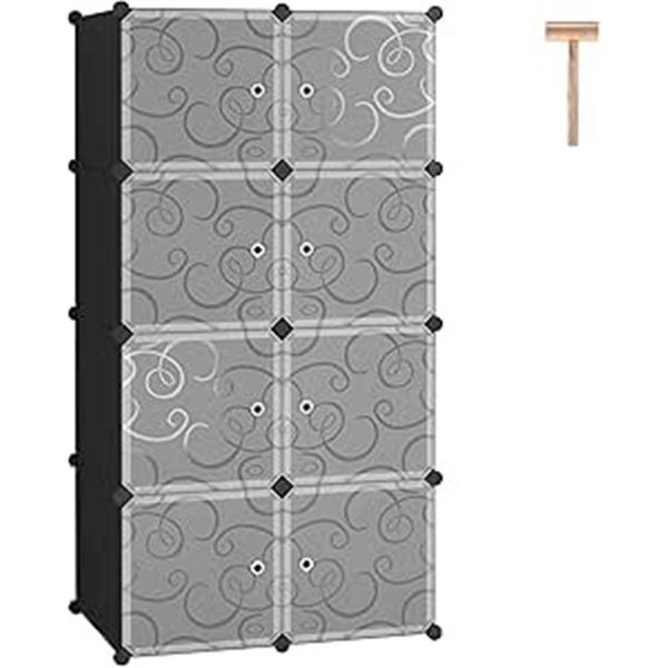 8-Cube Storage Organizer/Plastic Closet Cabinet Organizer Unit with Doors - Black - Brand New!