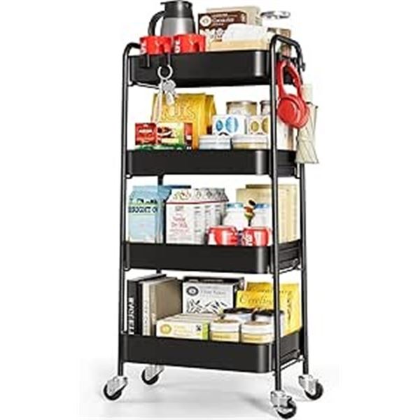 1 Toolf Rolling Storage Cart - 4-Tier Metal Utility Rolling Cart with Wheels - Black - Brand New!