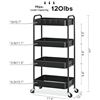 Image 2 : 1 Toolf Rolling Storage Cart - 4-Tier Metal Utility Rolling Cart with Wheels - Black - Brand New!