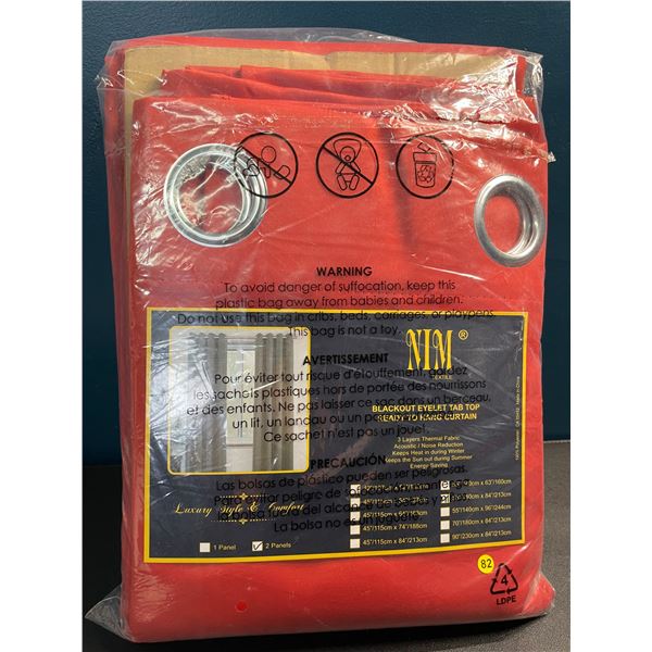 1 Pack of Nim Textiles Blackout Curtains - Ready to Hang - 2 Panels - 55" x 84" - Burnt Orange - New