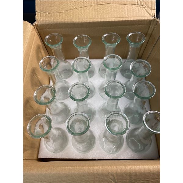 Box of 16 Glass Vases for Floral Arrangements - New