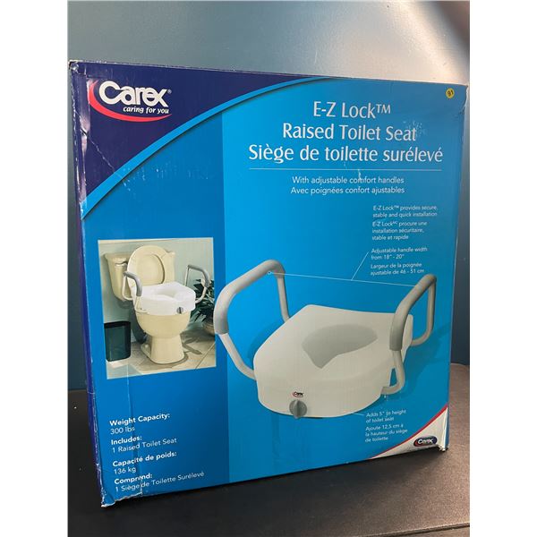 1 Carex E-Z Lock Raised Toilet Seat with Adjustable Comfort Handles - New