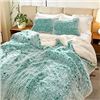 Image 1 : 1 Faux Fur Shaggy Fluffy Comforter Bedding Set - Full/Queen Size - 3PC - Aqua/White Colour