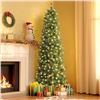 Image 1 : 7.5FT Tall Prelit Pencil Green Artificial Christmas Tree with Warm White Lights - New