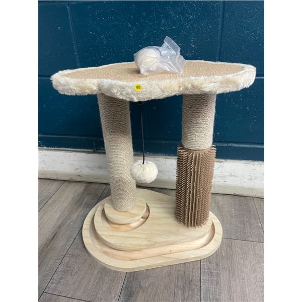 1 Cat Scratching Post - 18 inch - With Built-In Toys - New