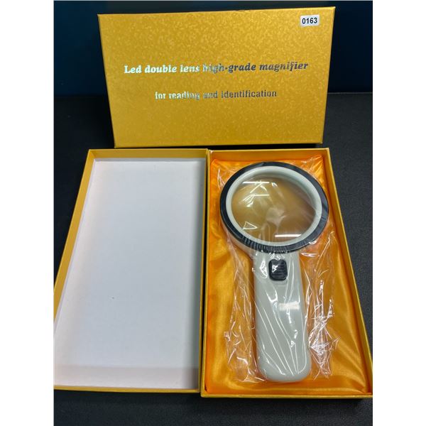 2 LED Double Lens High-Grade Magnifying Glasses for Reading and Identification - Brand New