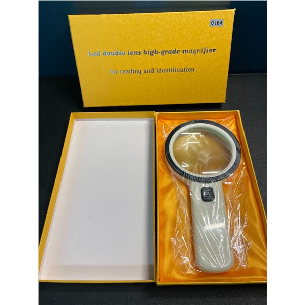 2 LED Double Lens High-Grade Magnifying Glasses for Reading and Identification - Brand New