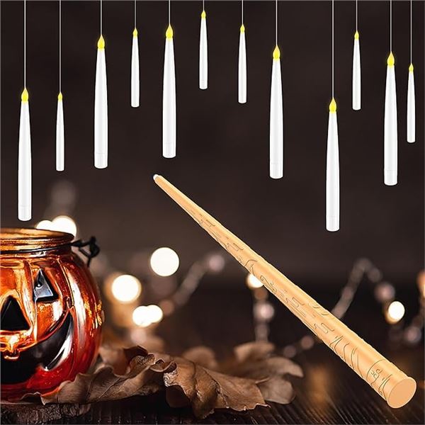 2 Boxes of Bzilama Flameless Floating Candles w/ Magic Wand Remote - 6.6" Hanging Candles - New