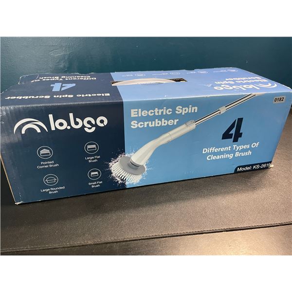 1 Labigo Electric Spin Brush/Cordless Spin Scrubber with 4 Brush Heads & Adjustable Height - NEW