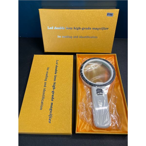 2 LED Double Lens High-Grade Magnifying Glasses for Reading & Identification - New