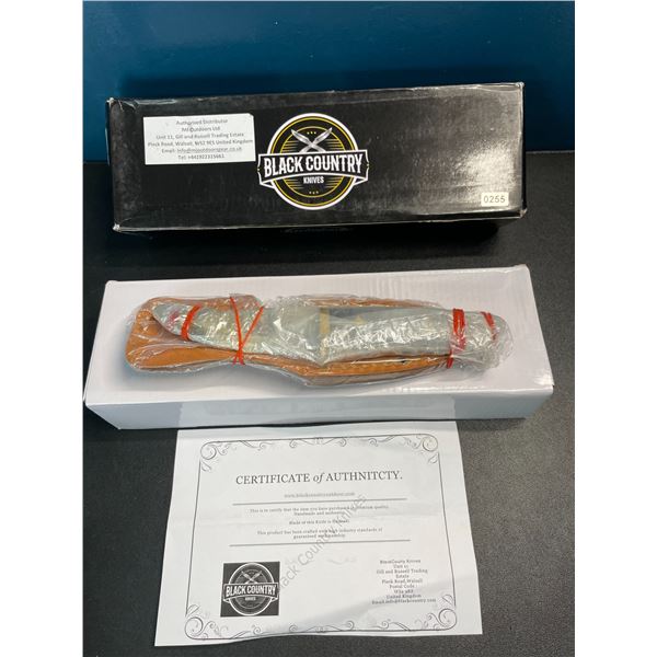 1 Black Country Knives Handmade Premium Damascus Steel Knife with Sheath - Brand New