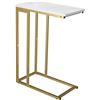 Image 1 : 1 Yusong C-Shaped End Table/Couch Side Table - Gold & Marble White Design - 25" H - Brand New