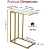 Image 2 : 1 Yusong C-Shaped End Table/Couch Side Table - Gold & Marble White Design - 25" H - Brand New