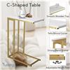 Image 5 : 1 Yusong C-Shaped End Table/Couch Side Table - Gold & Marble White Design - 25" H - Brand New