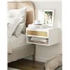 Image 1 : 1 Modern Floating Nightstand with Drawer - White Rattan Design - New