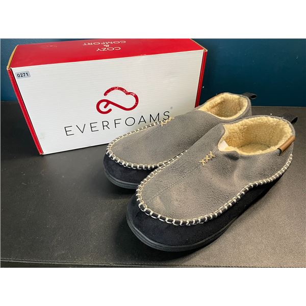 1 Pair of Everfoams Men's Micro Suede Slippers - Grey - Size 12 - New in Box