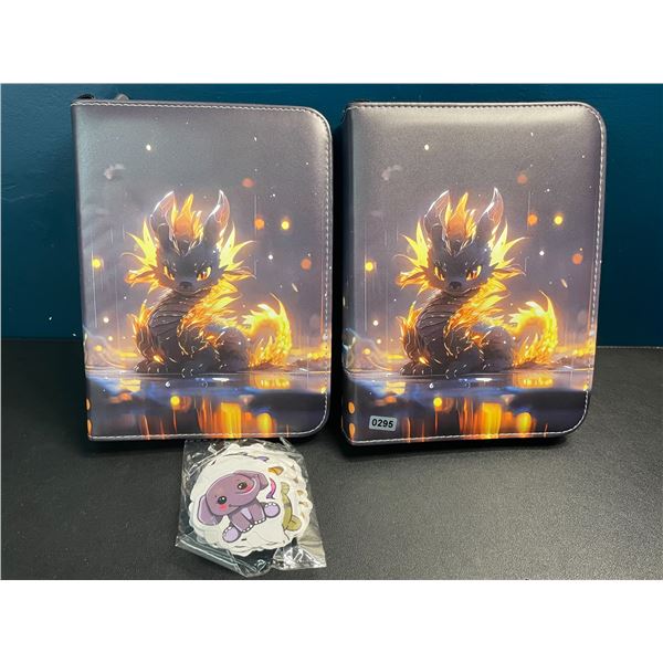 2 Leather Premium Trading Card Storage Binders - Holds 400 Cards - Brand New!