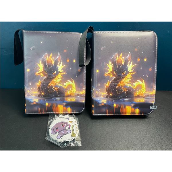 2 Leather Premium Trading Card Storage Binders - Holds 400 Cards - Brand New!
