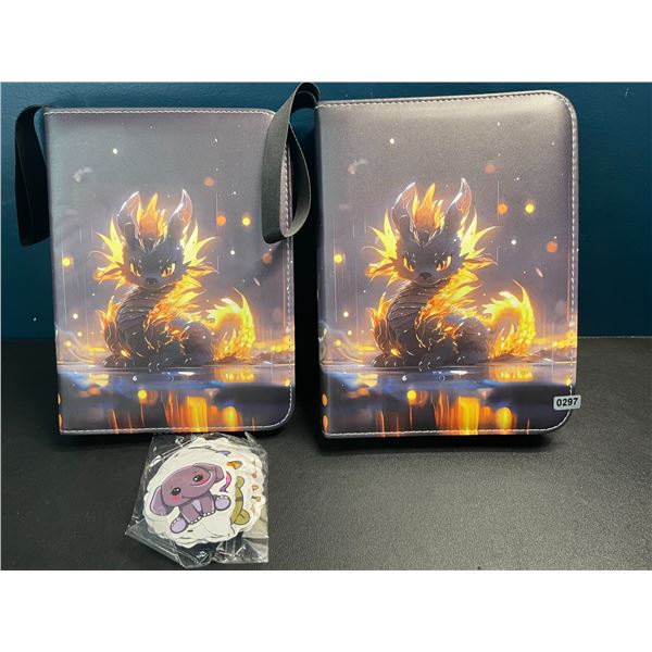 2 Leather Premium Trading Card Storage Binders - Holds 400 Cards - Brand New!