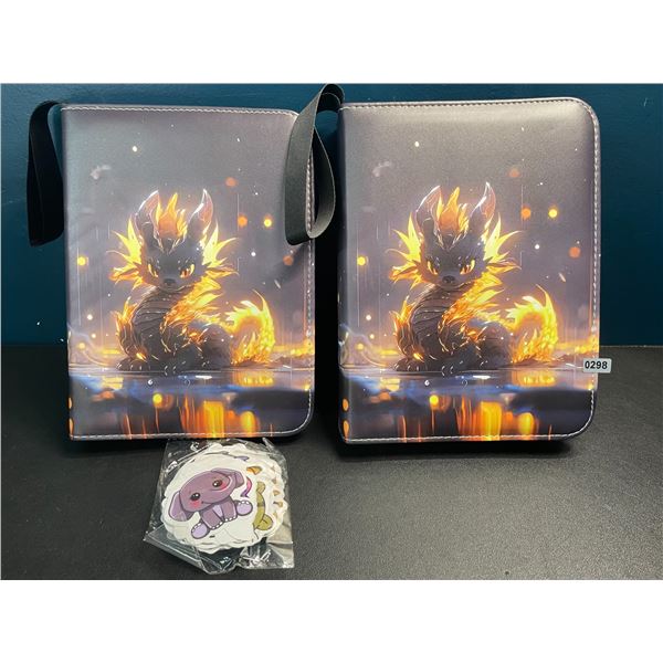 2 Leather Premium Trading Card Storage Binders - Holds 400 Cards - Brand New!