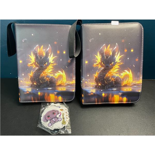 2 Leather Premium Trading Card Storage Binders - Holds 400 Cards - Brand New!