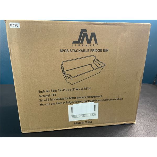 8PCS Stackable Storage Organizer Fridge/Pantry Bins - Large 12.4" x 6.3" x 3.55" - New