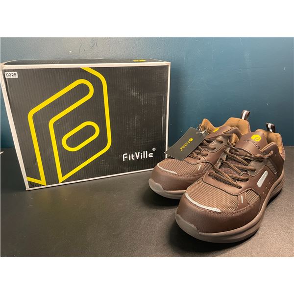 1 Pair of FitVille Low-Top SteelCore Men's Extra Wide Safety Work Shoes - Size 7W - New in Box