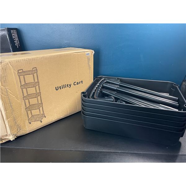 5-Tier Rolling Utility Storage Cart/Multifunction Storage Organizer with Handle - Black