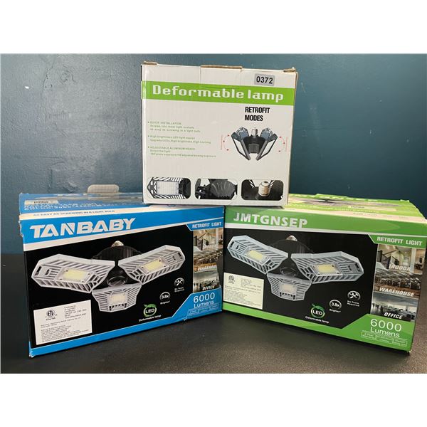 3 Assorted Deformable Lights/LED Garage Lights - New