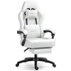 Image 1 : 1 DarkEcho Ergonomic Gaming Chair/Computer Chair w/ footrest & Lumbar Support - White - NEW