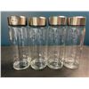 Image 1 : 4 Glass Kitchen Jars with Lids/Measurement Markings - 400ml Capacity - New
