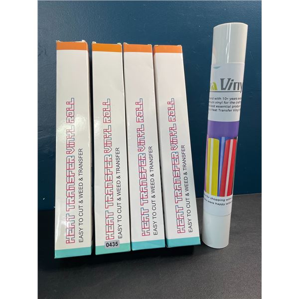 4 Rolls of HTV (Heat Transfer Vinyl) for Crafting - White - Easy to Cut, Weed, and Transfer - New