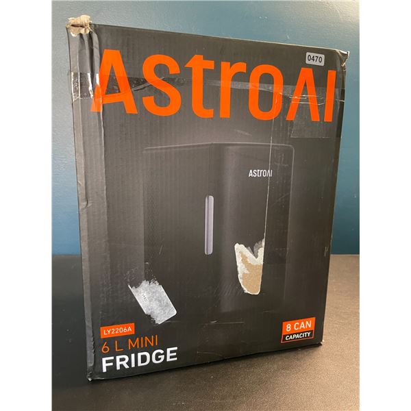 1 ASTROAI 6L Mini Fridge - Black - 8-Can Capacity - Brand New!