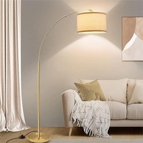 1 Luvkczc Arc Floor Lamp for Living Rooms - New - 71" Height - Gold/Linen Colour