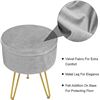 Image 2 : 1 Modern Velvet Footstool with Storage - Grey w/ Gold Legs - Brand New!