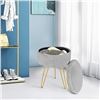 Image 3 : 1 Modern Velvet Footstool with Storage - Grey w/ Gold Legs - Brand New!