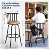 Image 2 : Set of 3 Homy Casa Barstools - 29in Swivel Bar Stools w/ Suede Seats - Camel Colour - NEW