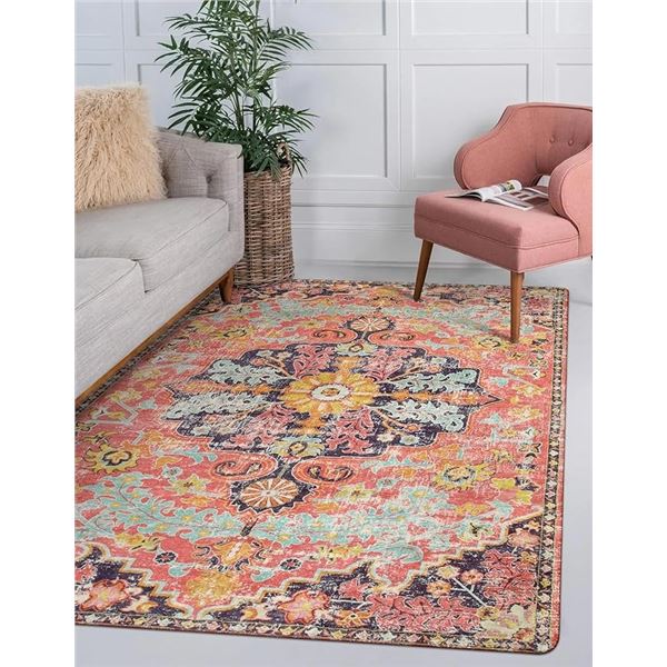 1 Lahome Boho Large Size Area Rug - 5Ft x 7FT Size - Floral Design - Brand New!