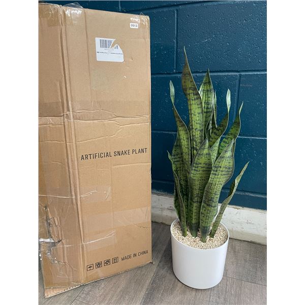 1 Artificial Snake Plant with White Pot - Large 27" Size Faux Plant for Indoors - New